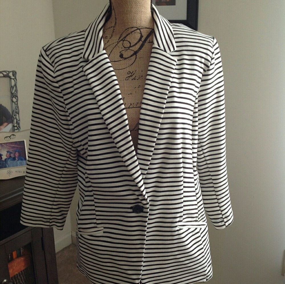 Black & White Striped Blazer
